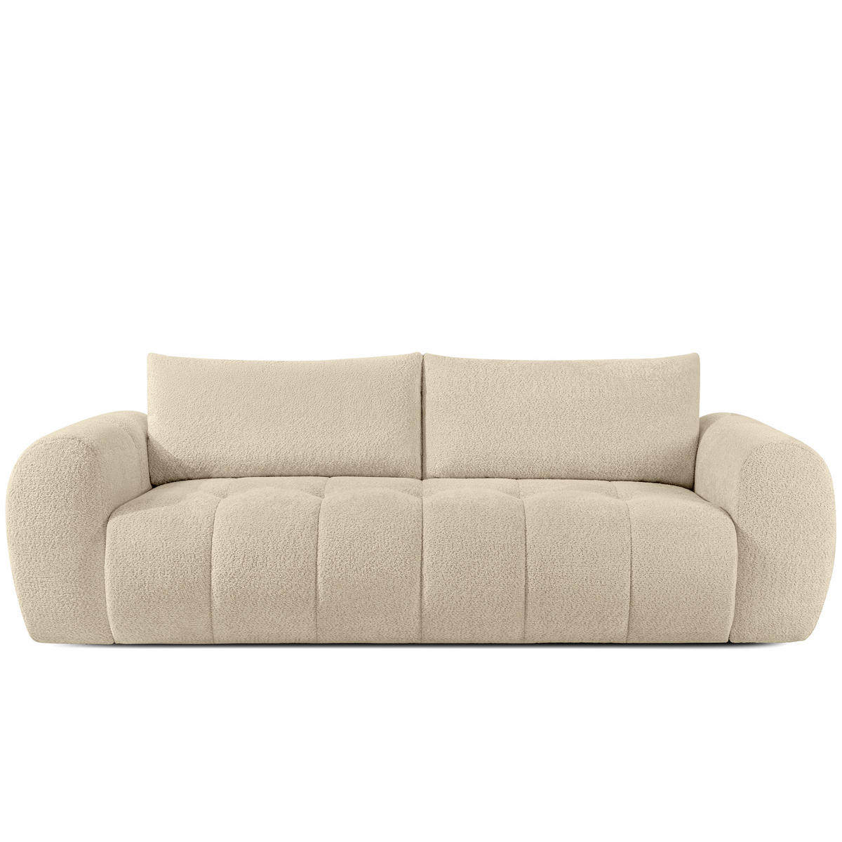 SOFA LIRA mit Pouf, Hellbeige, Bouclé - Beige, Holz/Holzwerkstoff (96/43/50cm) - KONSIMO®