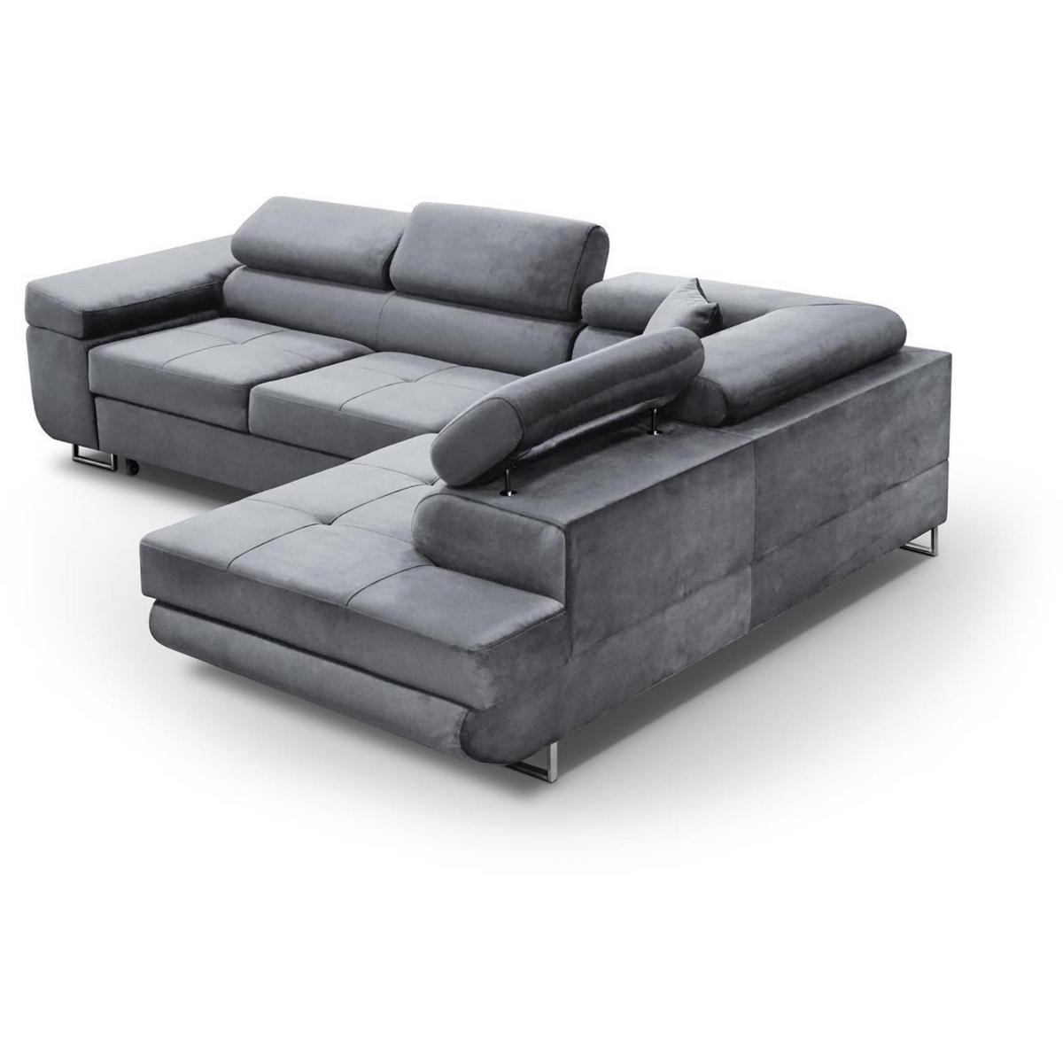 ECKSCHLAFSOFA Vild verstellbaren Kopfstützen, Hellgrau, rechts - Chromfarben/Hellgrau, Textil (275/203cm) - Beautysofa