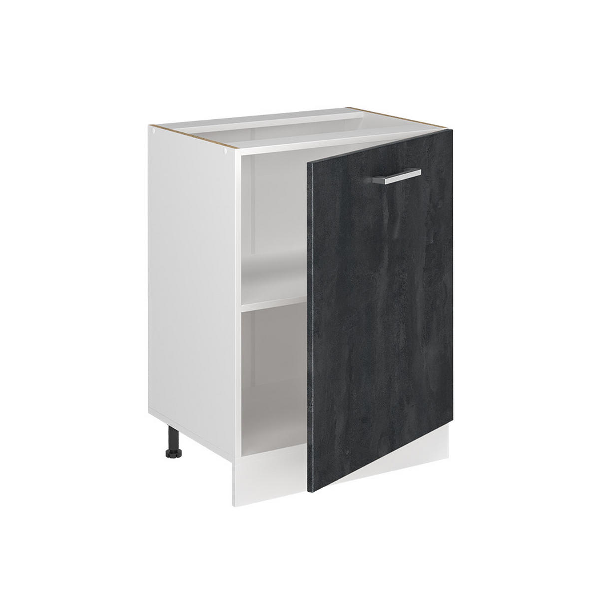 KÜCHENUNTERSCHRANK R-Line, Schwarz Beton/Weiß, 60 cm mit 1 Tür ohne Arbeitsplatte - Schwarz/Weiß, Holzwerkstoff (60/81.6/46cm) - Vicco
