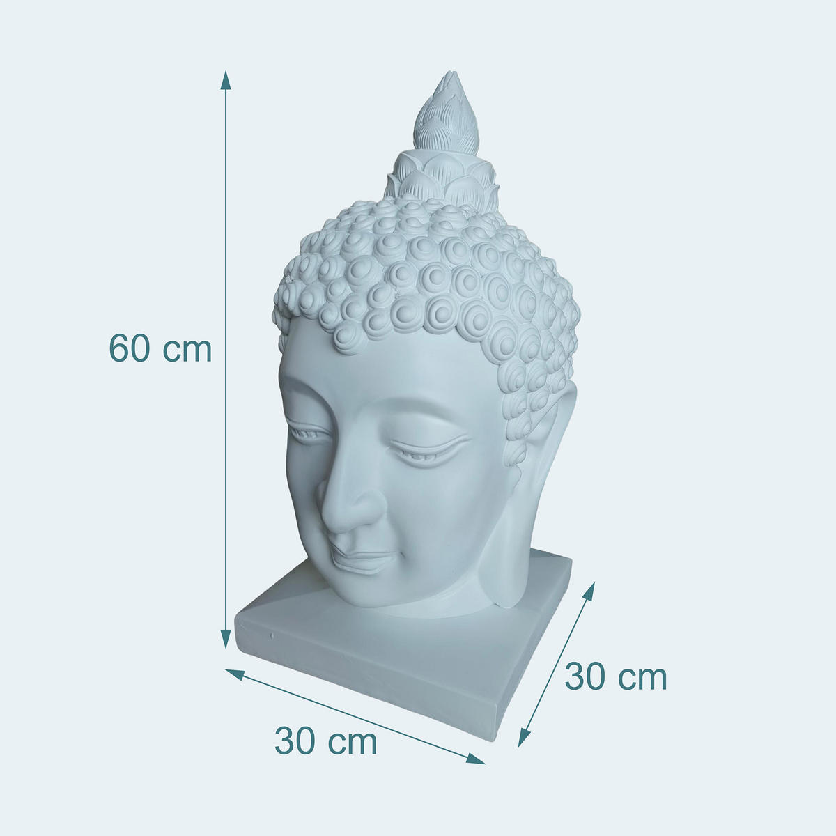 BUDDHA-KOPF - Weiß, Kunststoff (36.3/66.8/36.3cm) - Relaxdays