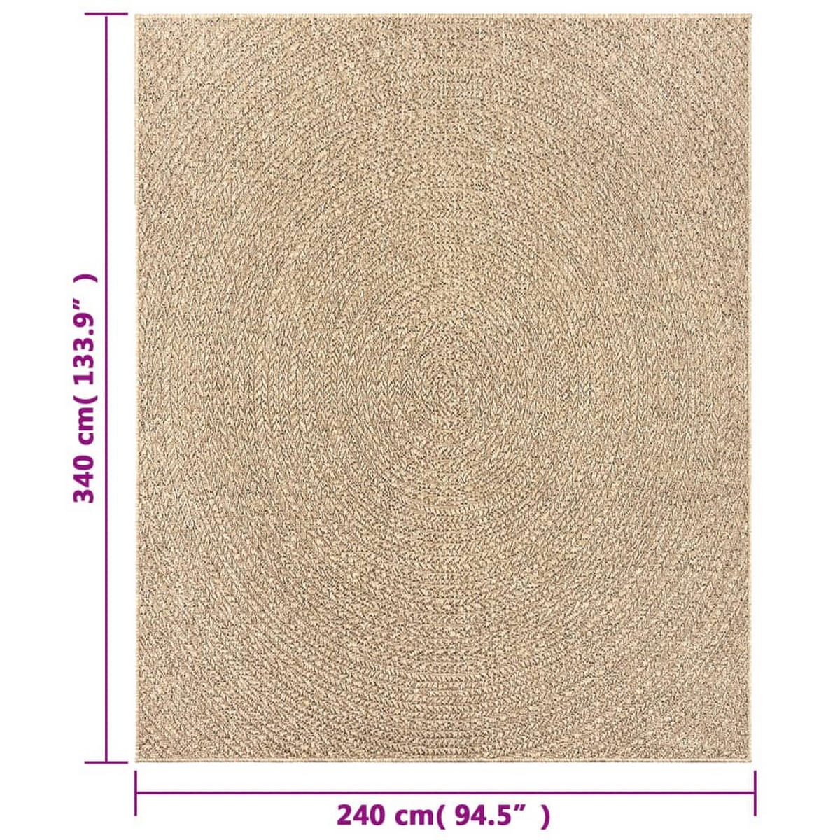 TEPPICH Zizur fur Indoor und Outdoor 240/340 cm aus PP in Jute-Optik - Braun, Kunststoff/Textil (240/340cm) - vidaXL
