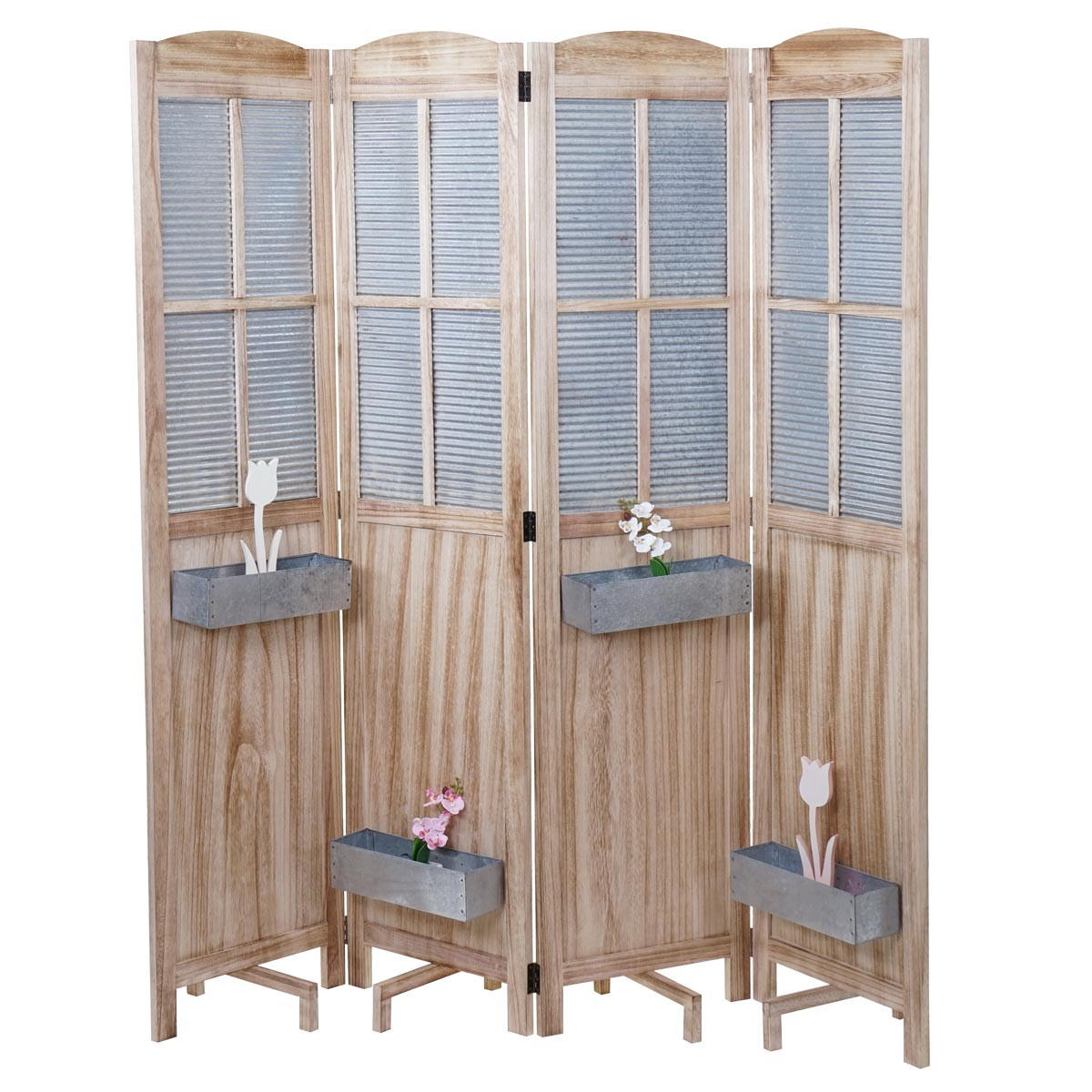PARAVENT Grau, Braun - Braun/Grau, Holz (161/170/28cm) - MCW