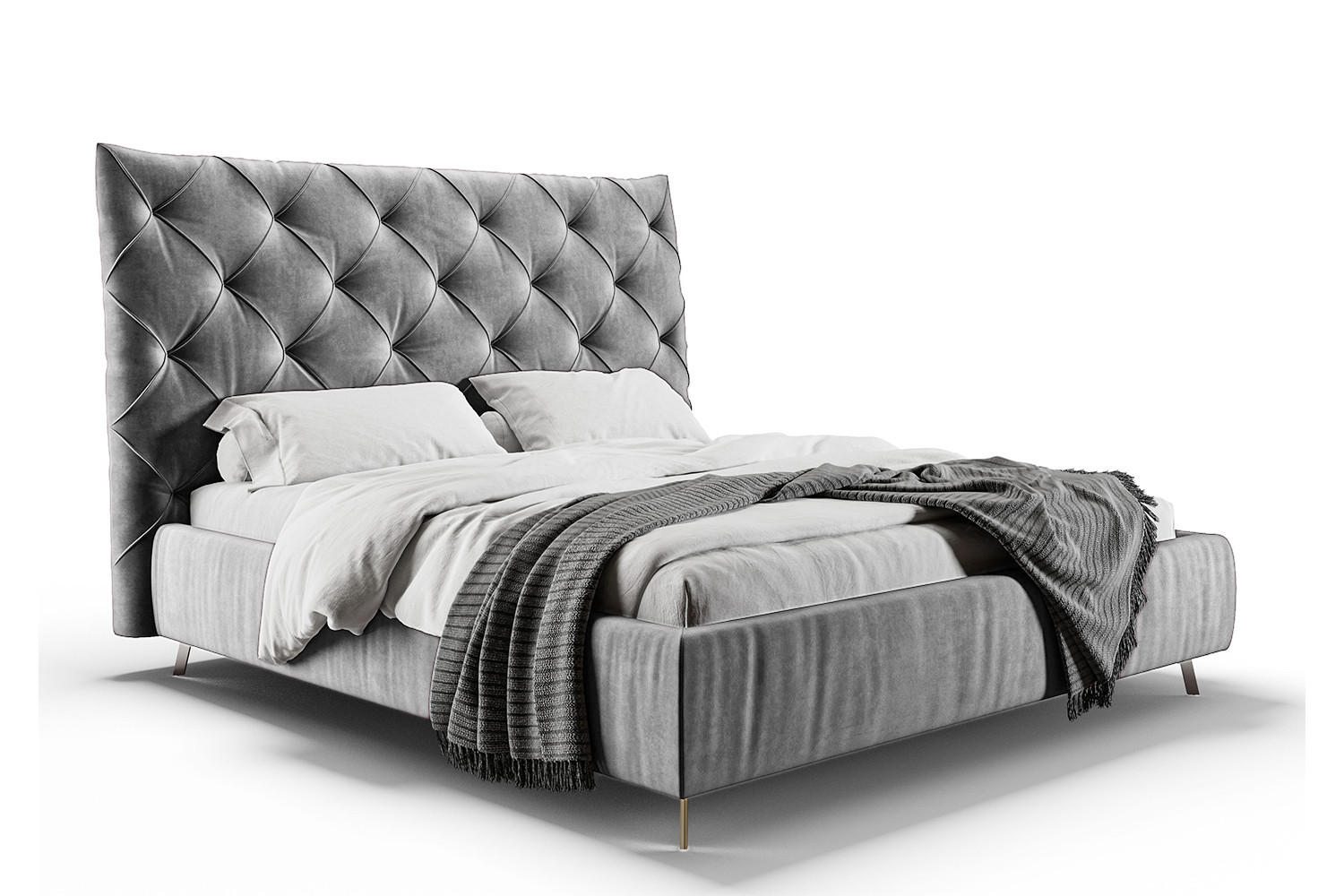 POLSTERBETT ANNY Silber Massivholz - Silberfarben, Textil (160/200cm) - KAWOLA