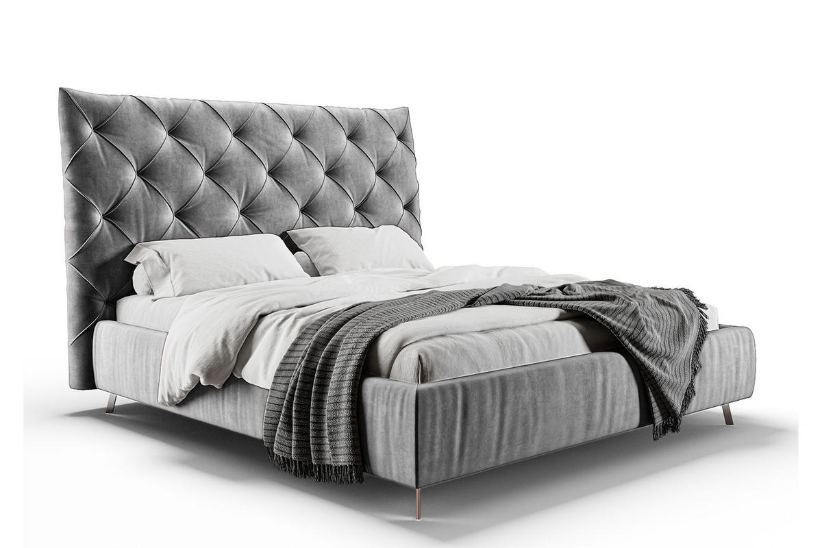 POLSTERBETT ANNY Silber Massivholz - Silberfarben, Textil (160/200cm) - KAWOLA