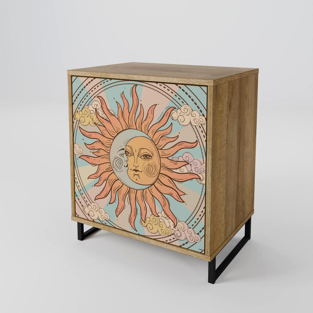 SIDEBOARD MYSTICAL STRUCTURE, Eichefarben, 57,5x42x57,5 cm, Ohne Füße - Eichefarben/Multicolor, Holzwerkstoff (57.5/57.5/42cm) - SpaceRebels