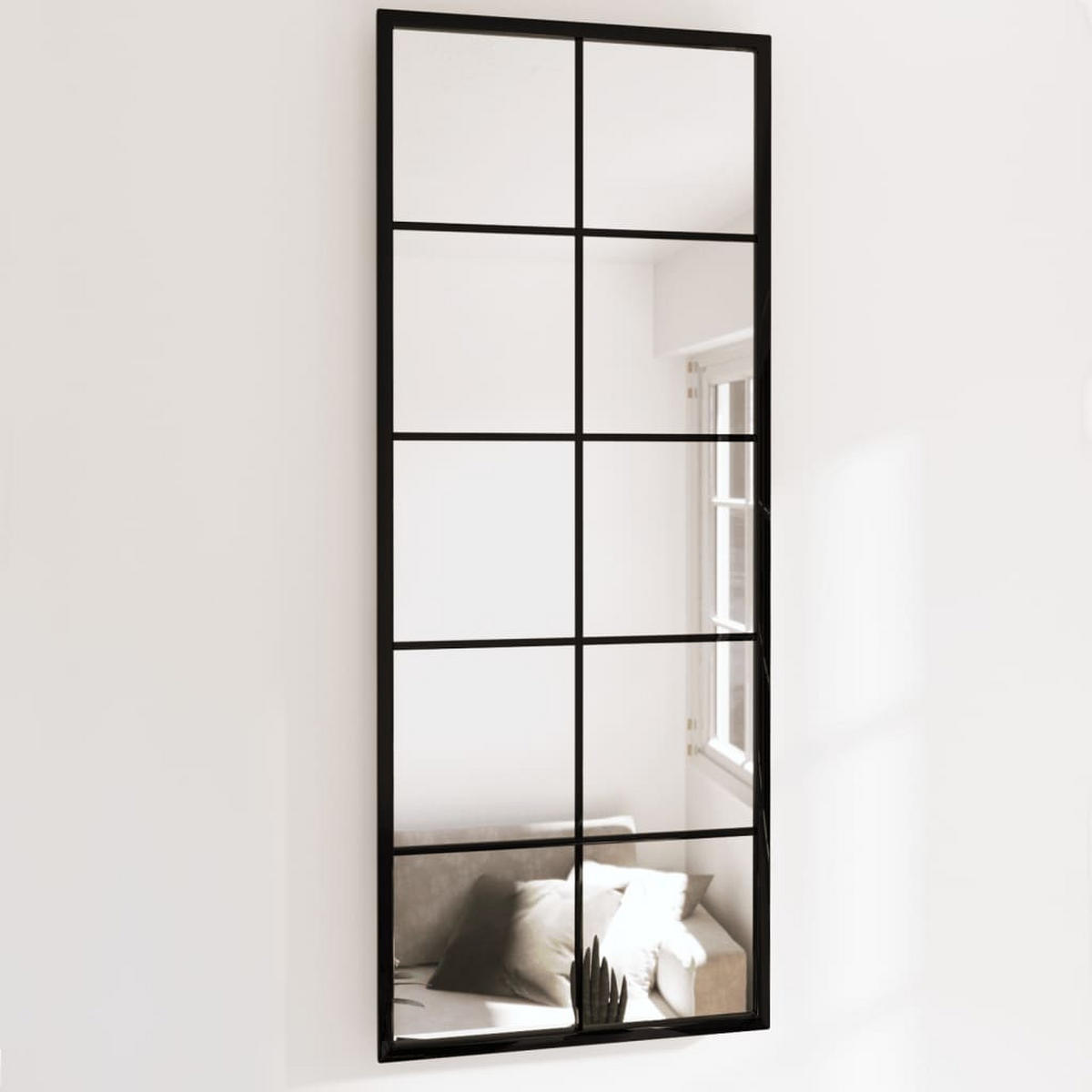 WANDSPIEGEL 2 Stk. Schwarz 100x40 cm Metall - Schwarz, Metall (40/100/200cm) - furnicato