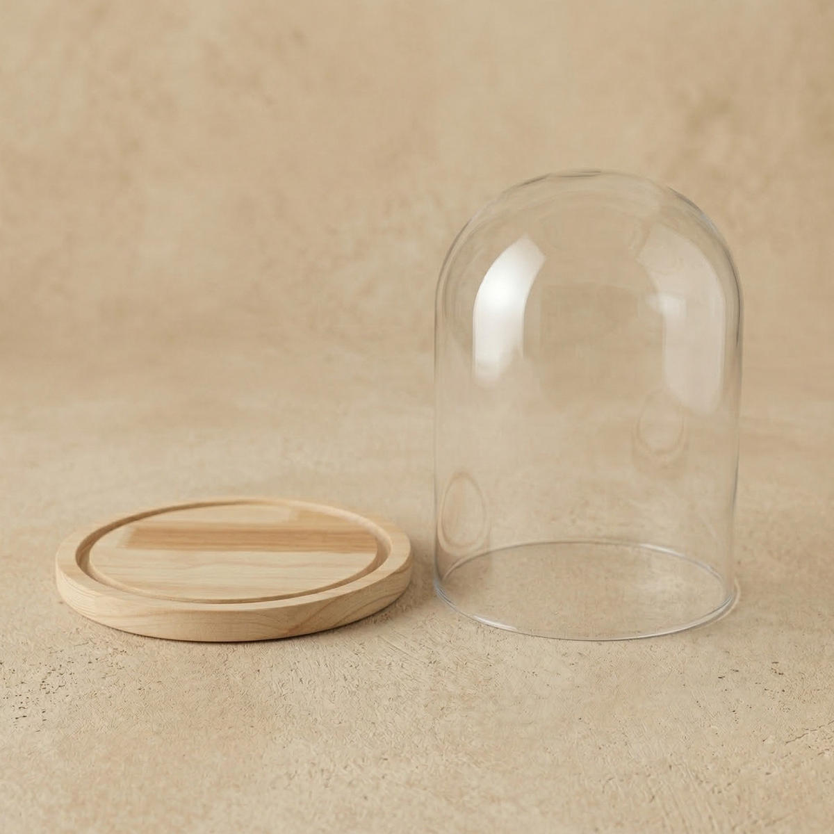 DEKOGLOCKE mit Glassturz Aura 23/23/30 cm - Beige, Glas (23/30/23cm) - SCENA LIVING