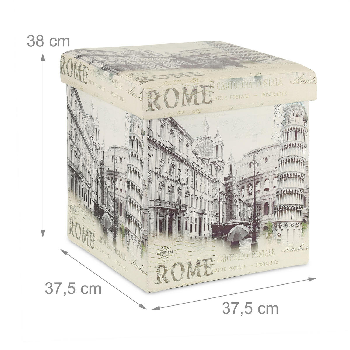 SITZHOCKER - Weiß, Holzwerkstoff/Kunststoff (37.5/38/37.5cm) - Relaxdays