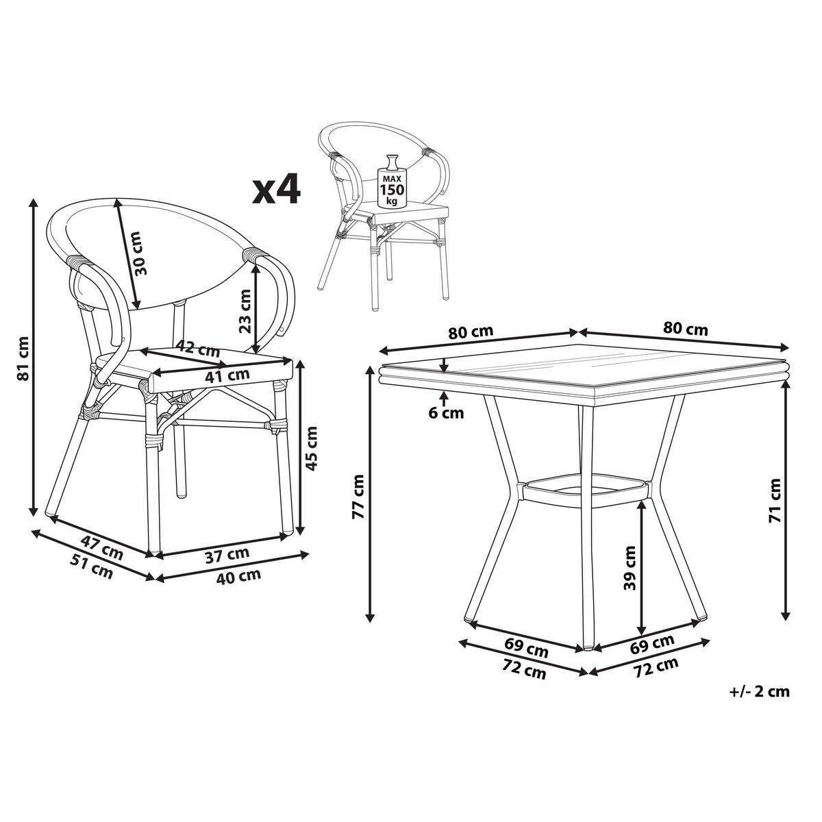 SET MOBILIER DE GRĂDINĂ cu 4 locuri albastru/alb polyrattan Caspri - maro/albastru, material plastic - Beliani