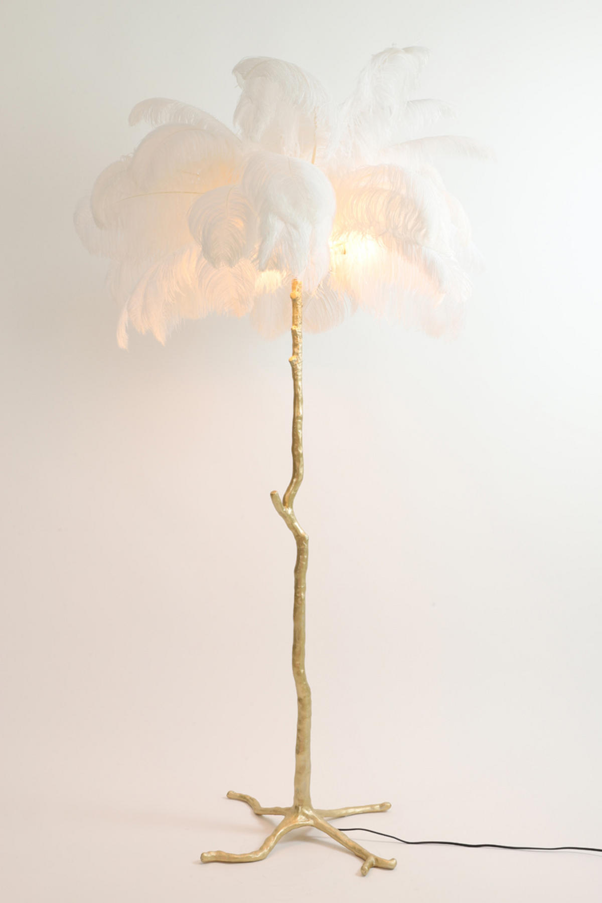STEHLEUCHTE Feder Weiß Ø95/180 cm - Weiß, Kunststoff (95/95/180cm) - Light & Living