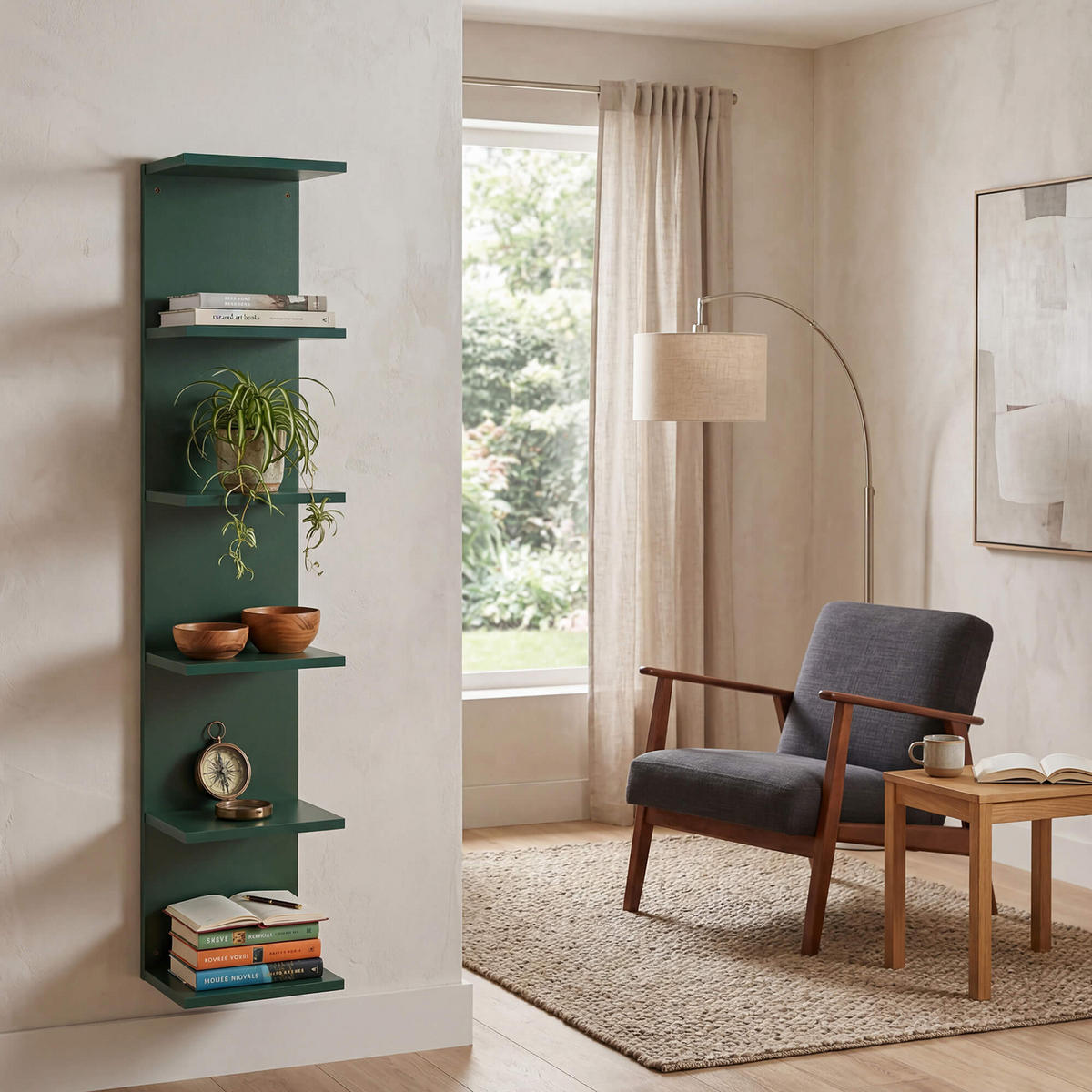 BÜCHERREGAL 6 Ablagen Grün 25/16,5/120 - Grün, Holz (25/120/17cm) - Mobili Rebecca