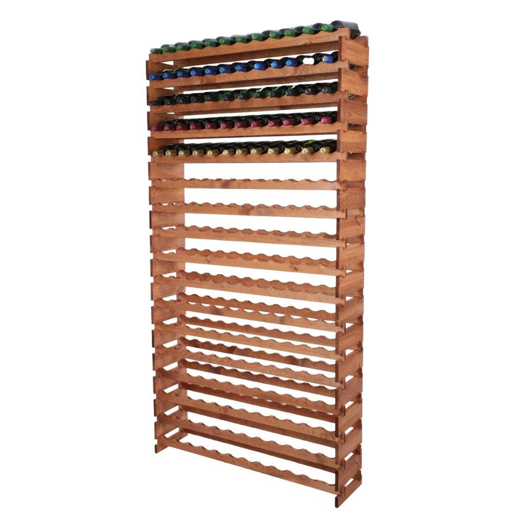 WEINREGAL VINOTECA FLEX PRO HxBxT 233x123x28cm 204 Flaschen auf 17 Ebenen Braun geölt - Braun, Holz (123/233/28cm) - PROREGAL