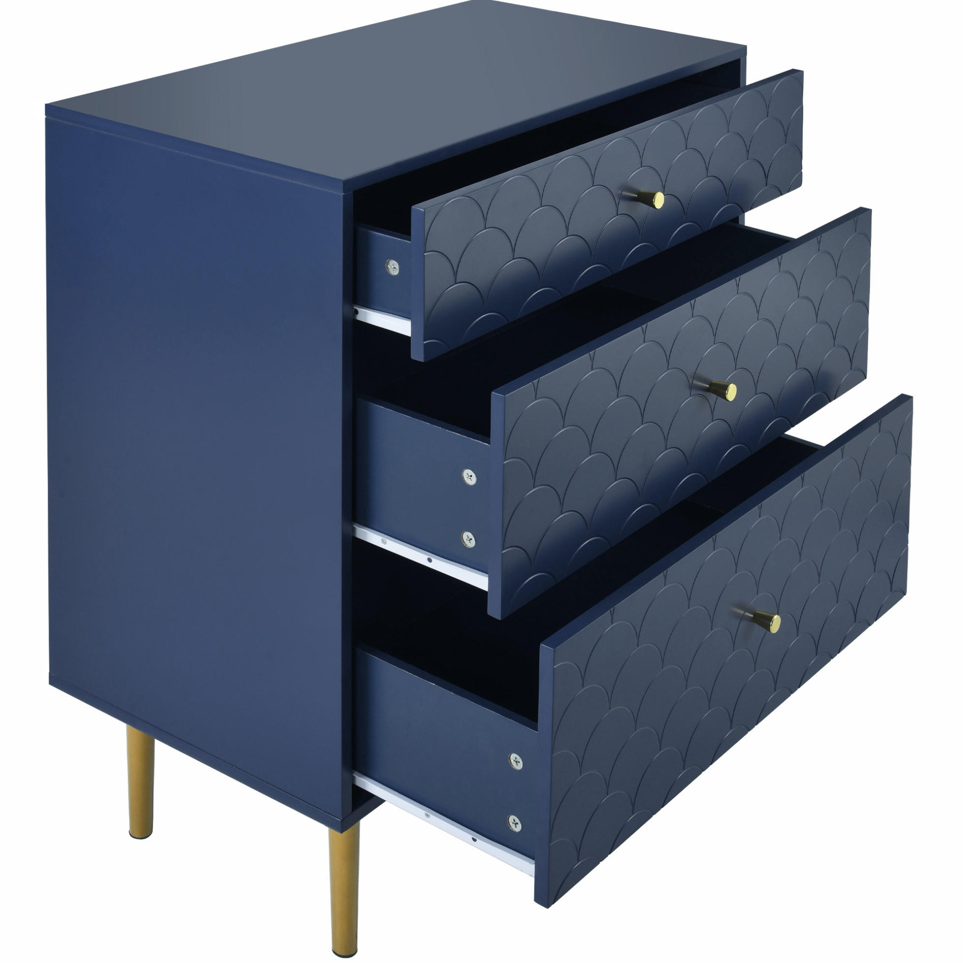 KOMMODE 75/40/89 cm mit 3 Schubladen und Metallbeinen in Marineblau - Dunkelblau, Holz (75/89/40cm) - BEAOK