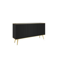 SIDEBOARD: schwarz mit goldenen Beinen, 160 x 85 x 39 - Schwarz, Holzwerkstoff (160/85/39cm) - 3XE LIVING
