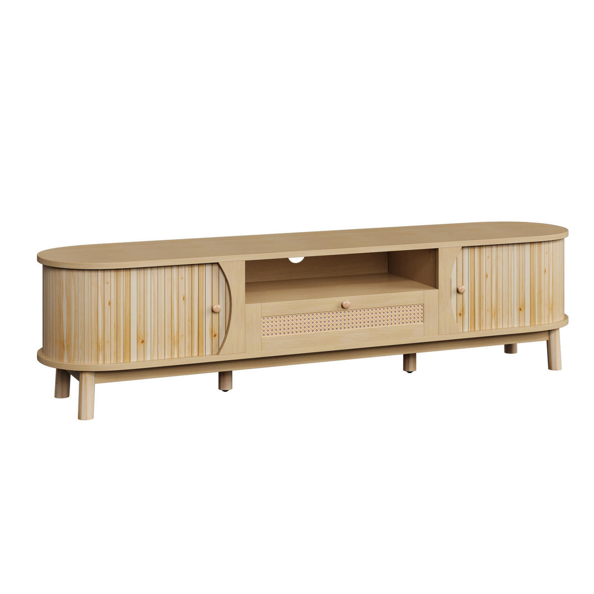 TV-SCHRANK mit Schiebetür und Schubladen 165 x 37 x 46 cm Natur - Hellbraun, Holzwerkstoff (37/46/165cm) - Beauniv