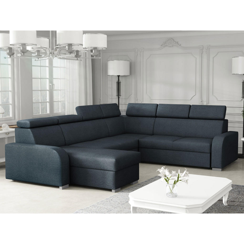 Thumbnail - Mirjan24 Wohnlandschaft, Dunkelblau, Textil, U-Form,Rechteckig, 315x85x250 cm, Wohnzimmer, Sofas & Couches, Wohnlandscha...