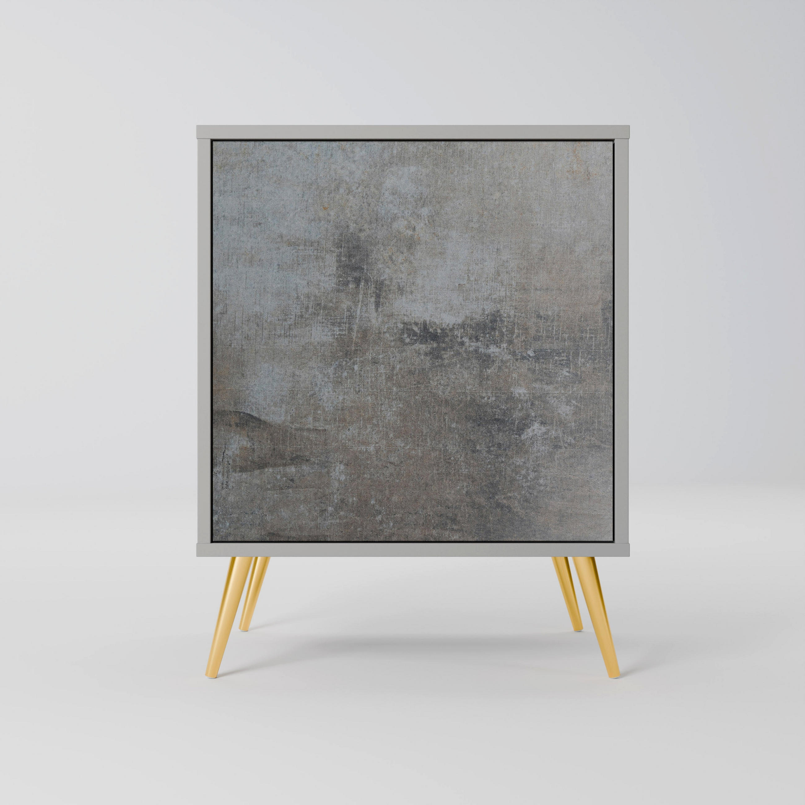 SIDEBOARD CONCRETE WALL, Grau, 57,5x42x75,5 cm, Goldfarbene Metallfüße - Goldfarben/Multicolor, Holzwerkstoff/Metall (57.5/75.5/42cm) - SpaceRebels