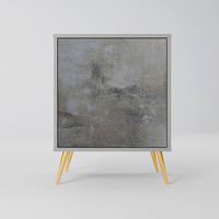 SIDEBOARD CONCRETE WALL, Grau, 57,5x42x75,5 cm, Goldfarbene Metallfüße - Goldfarben/Multicolor, Holzwerkstoff/Metall (57.5/75.5/42cm) - SpaceRebels