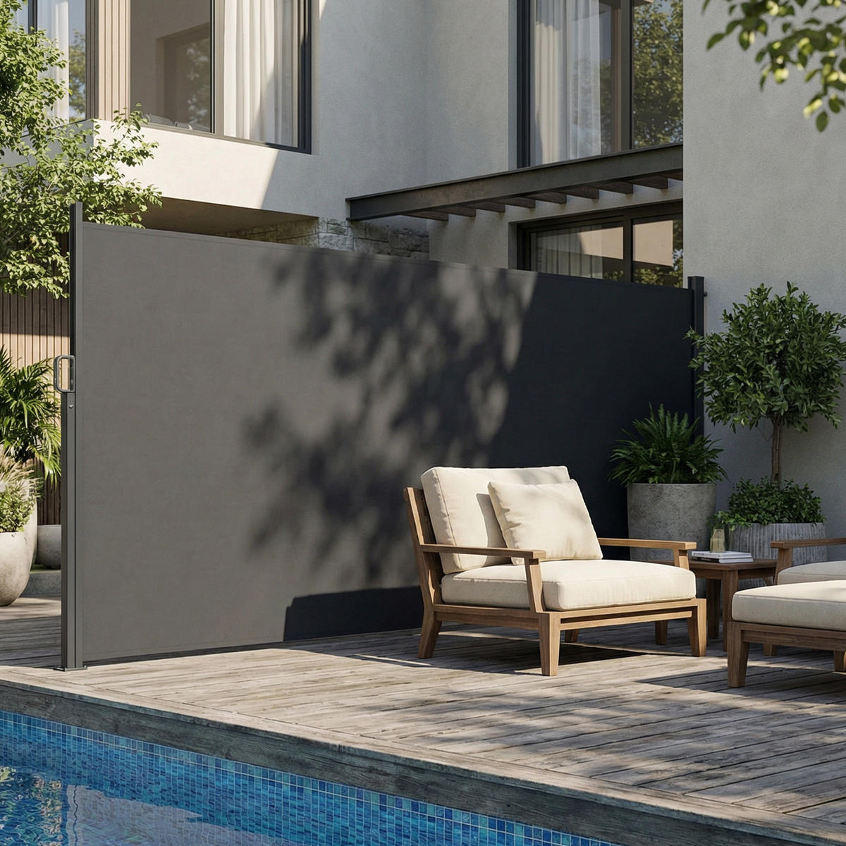 SEITENMARKISE Aluminium Polyester Dunkelgrau - Dunkelgrau, Metall (5/185/420cm) - Outsunny