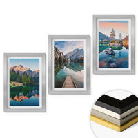 WANDBILDER 3er Set - 20x30 cm Silberner Rahmen - Spiegelung des Waldes in Bergseen - Silberfarben, Kunststoff (20/30cm) - ArtPrintCave