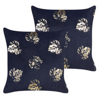 DEKOKISSEN 2er-Set Schwarz 45/45 cm Goldenrod - Schwarz, Textil (45/45cm) - Beliani