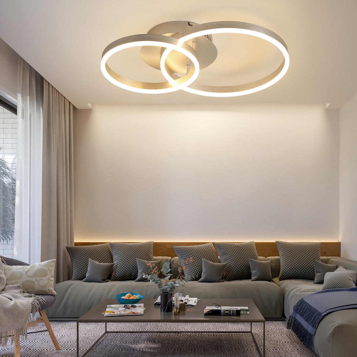 LED-DECKENLEUCHTE Jensk 30/24/40 cm - Silberfarben, Metall (40/30/24cm) - ZMH