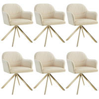 DREHSTUHL 6er Set Lona 56 x 59 x 81 cm créme/gold - Goldfarben/Creme, Textil (56/81/59cm) - tectake