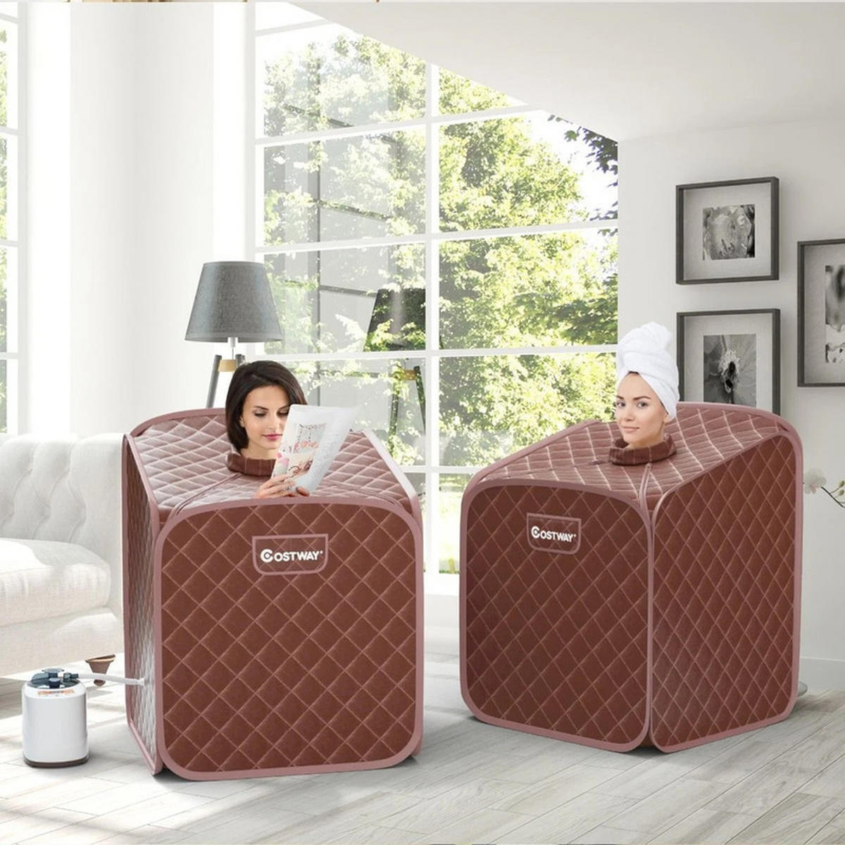 AMPFSAUNA Tragbare kaffee - Braun, Textil (85/106/84cm) - COSTWAY