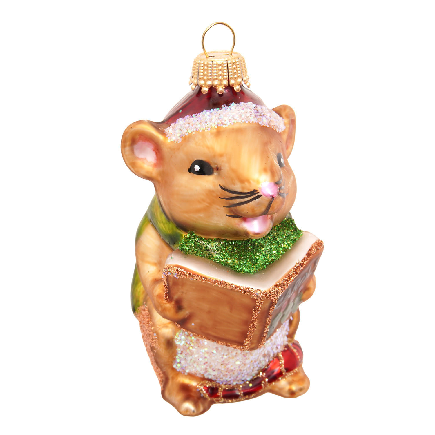 CHRISTBAUMSCHMUCK Karolsänger Maus Braun 8cm (Glas / 1 Stk.) - Braun, Glas (5/8/4cm)