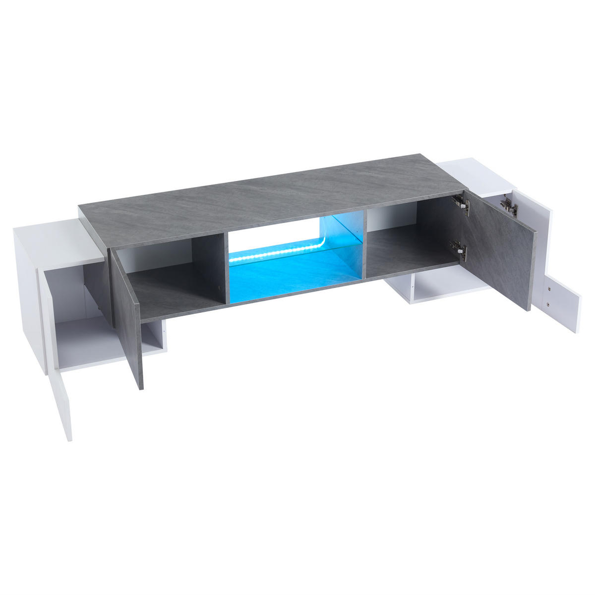 LOWBOARD DE-40335 mit LED und L-förmigen Türen Weiß - Weiß, Holzwerkstoff (180/46.5/40cm) - ComfortXL