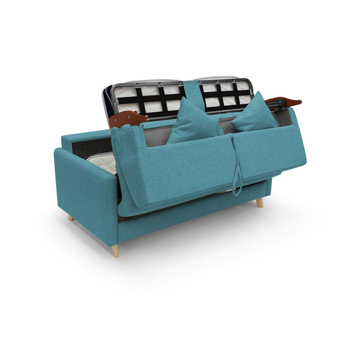 SCHLAFSOFA Edgar - Hellblau, Textil (160/94/97cm) - Divani.store