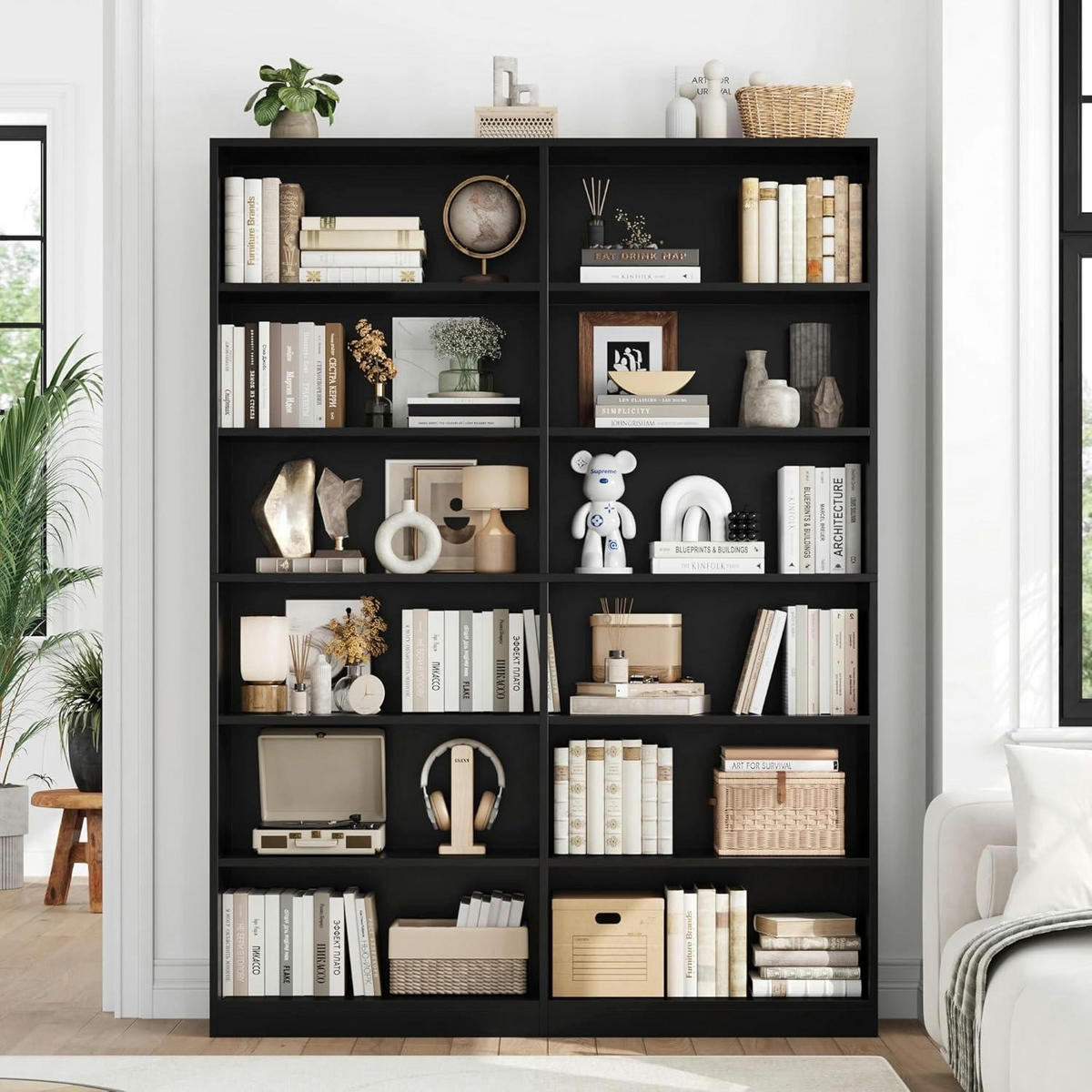 BÜCHERREGAL 120 x 30 x 188,7 cm schwarz - Schwarz, Holzwerkstoff (120/188.7/30cm)