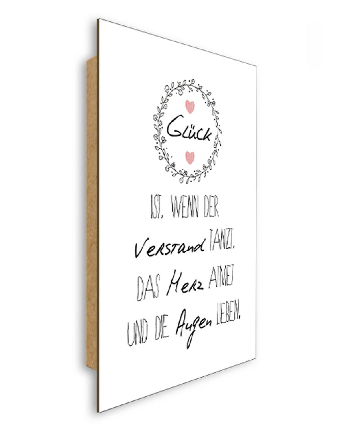 BILD 29x41 cm Spruch Glück Rosa Grau - Weiß, Holzwerkstoff (29/41/2cm) - artissimo