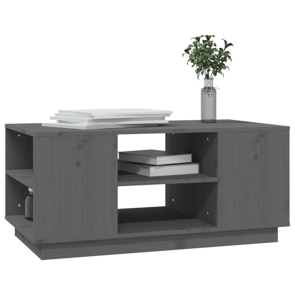 COUCHTISCH Grau 90x49x40,5 cm Massivholz Kiefer - Grau, Holz (90/49/40.5cm) - furnicato