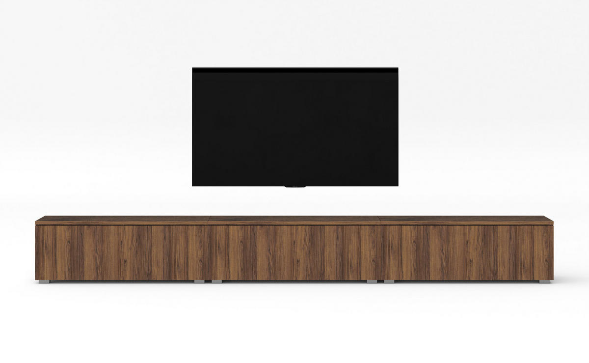 LOWBOARD Loriano 3x100 Nussbaum Warmia 300/36,5/32 cm – Hängend und Stehend - Nussbaumfarben, Holzwerkstoff/Kunststoff (300/36.5/32cm) - AX Living