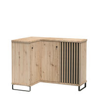SIDEBOARD NAKUSP C12 Lamellen Eiche Artisan - Schwarz/Eiche Artisan, Glas/Holzwerkstoff (123/86/41cm) - Komodee