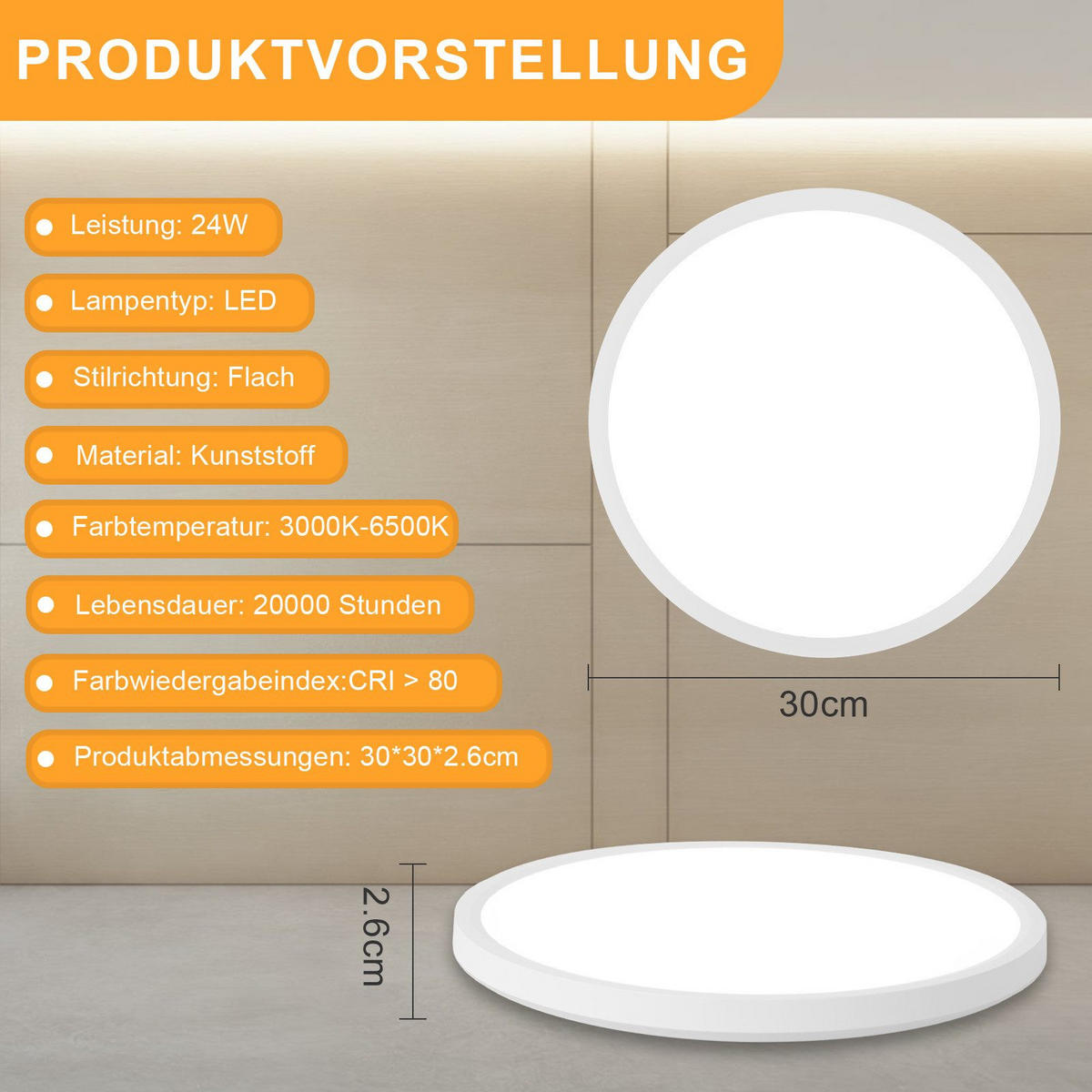 LED-DECKENLEUCHTE Maksymchuk 30/30/2.6 cm - Weiß, Kunststoff (30/30/2.6cm) - Nettlife