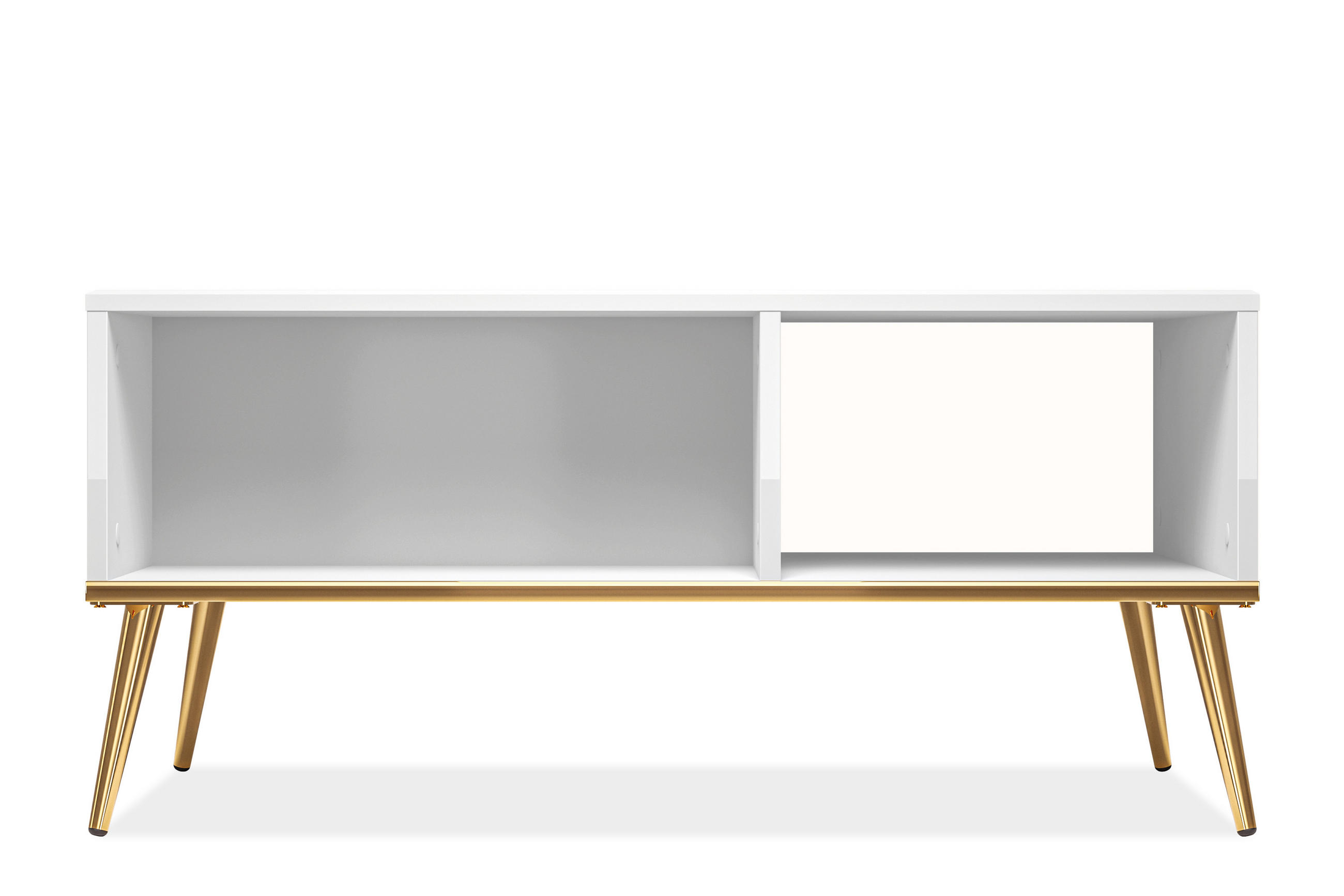 COUCHTISCH ISORIA mit Stauraum, Glas Weiß - Goldfarben/Weiß, Holz/Metall (60/90/42cm) - KONSIMO®