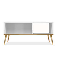 COUCHTISCH ISORIA mit Stauraum, Glas Weiß - Goldfarben/Weiß, Holz/Metall (60/90/42cm) - KONSIMO®