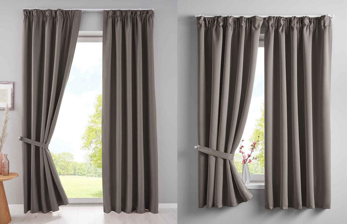 VORHANG 2ER SET NEWYORK HxB 160x140 cm Taupe - Taupe, Textil (140/160cm) - Gardinenbox