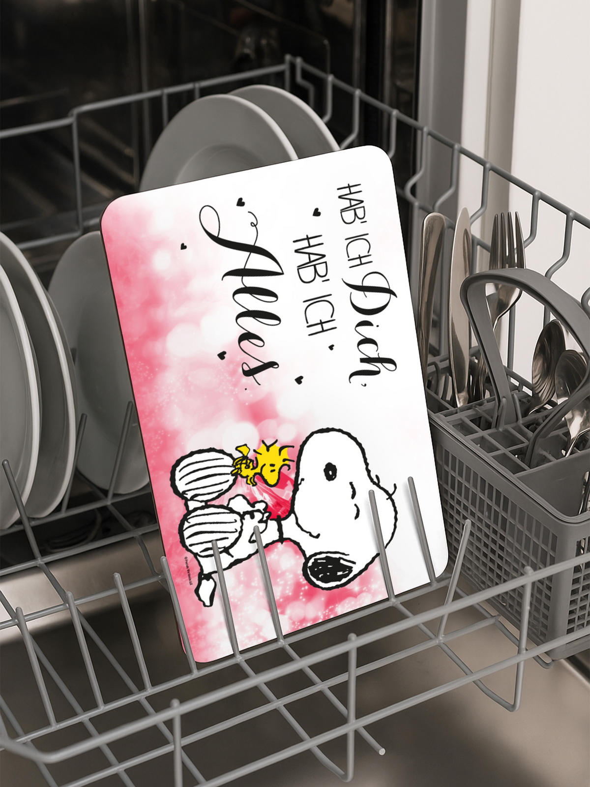 BRETTCHEN The Peanuts Snoopy Hab ich dich, hab ich alles Weiß/Rosa 14,5 x 23,5 cm - Multicolor, Kunststoff (14.5/23.5cm) - United Labels
