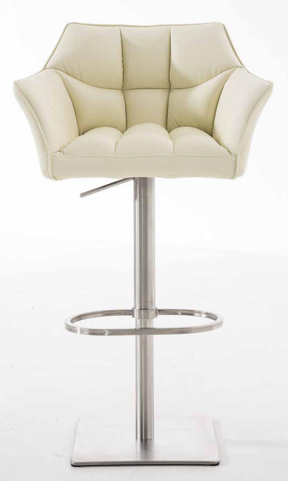 BARHOCKER 2er Set Damaskus Kunstleder edelstahl creme - Edelstahlfarben/Naturfarben, Kunststoff/Metall (64/110/48cm) - TPFLiving