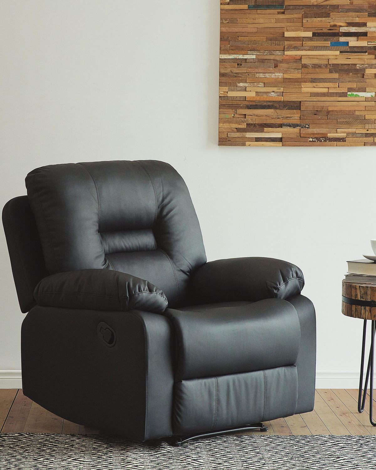 SESSEL Kunstleder schwarz verstellbar Bergen - Schwarz, Kunststoff (85/101/74cm) - Beliani
