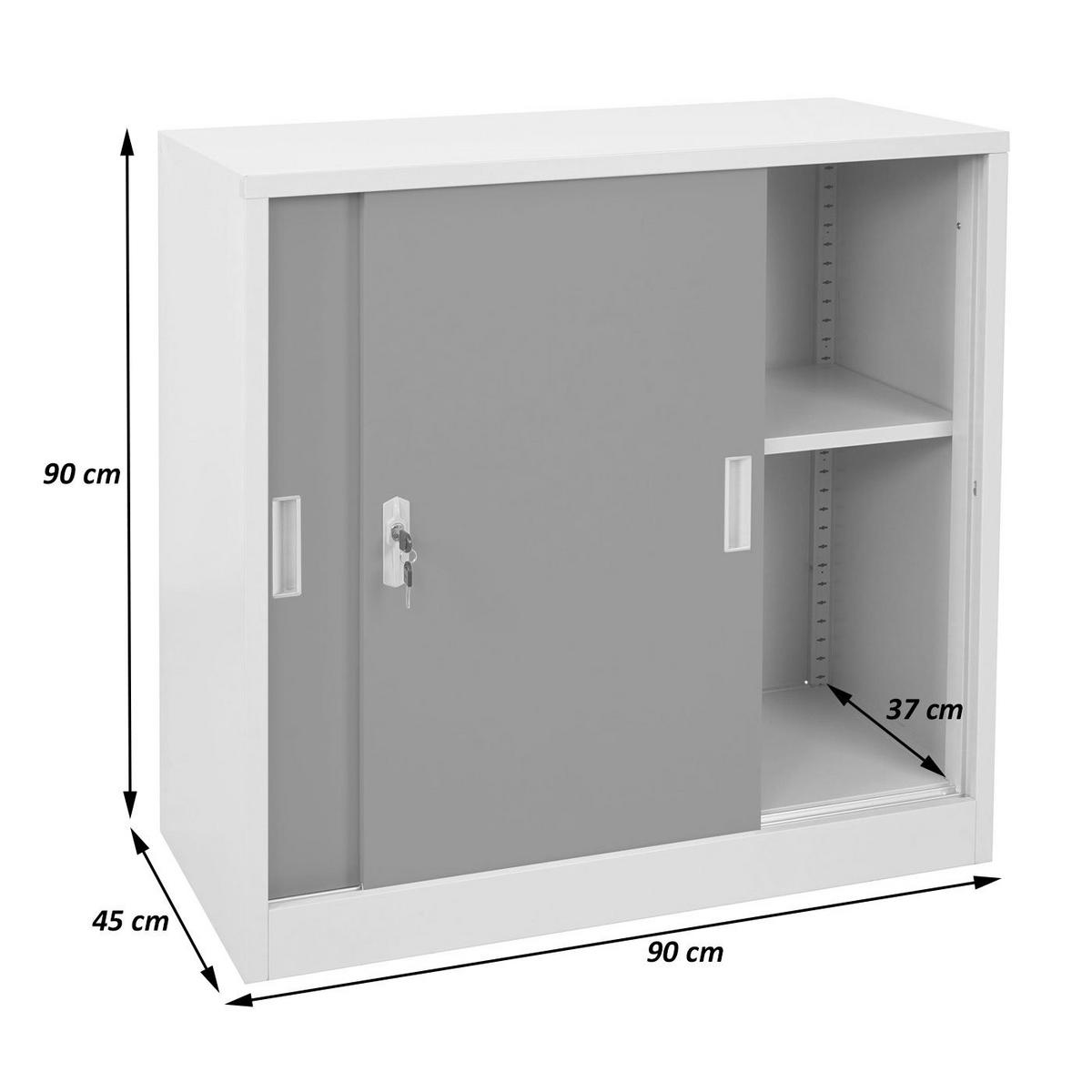 AKTENSCHRANK Grau - Grau, Metall (90/90/45cm) - MCW