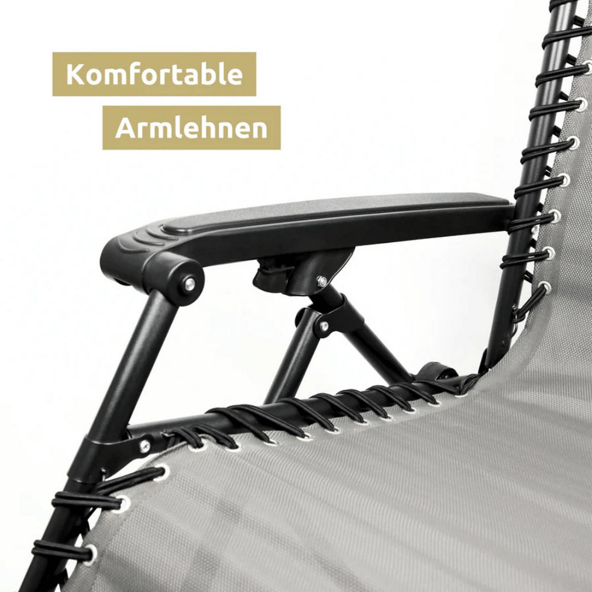 LIEGESTUHL Klappbar 2er Set BRUK mit Klapptisch Anthrazit - Anthrazit, Metall (65/77/86cm) - DELUKE