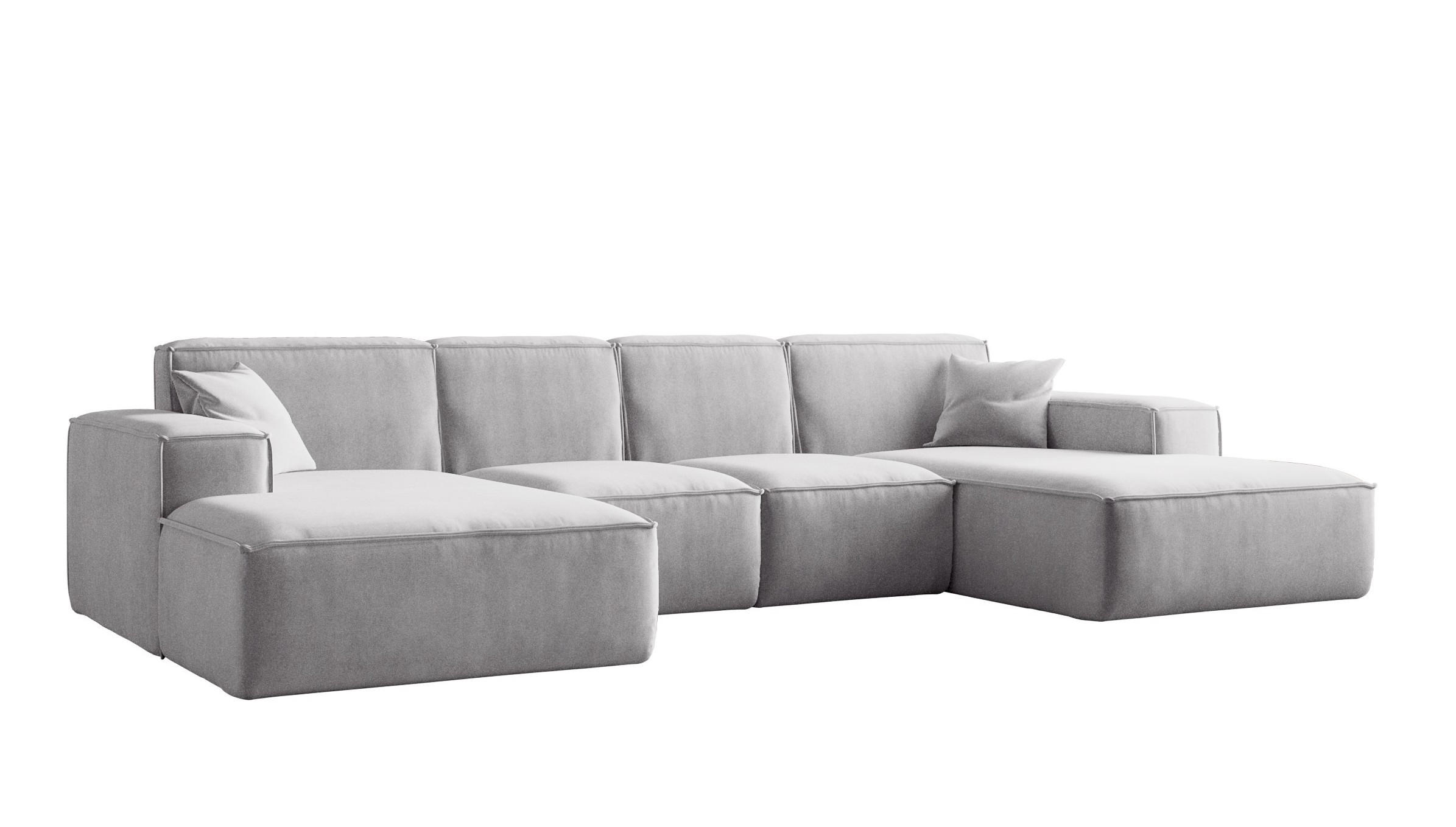 ECKSOFA U-Form Siena, U-förmiges Ecksofa, Stoff Salvador Hellgrau - Hellgrau, Holz/Textil (344/165cm) - Kaiser Möbel