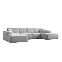 ECKSOFA U-Form Siena, U-förmiges Ecksofa, Stoff Salvador Hellgrau - Hellgrau, Holz/Textil (344/165cm) - Kaiser Möbel