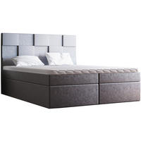 DOPPELBETT mit Matratze 140x200 Berg, Samtstoff, Bettkasten, Hellgrau - Hellgrau, Holz/Textil (140/200cm) - Emporius