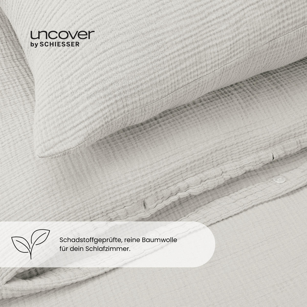 BETTWÄSCHESET Lennox - Musselin - 2-teilig - 135x200cm - Helltaupe - Taupe, Textil (135/200cm) - Uncover by Schiesser