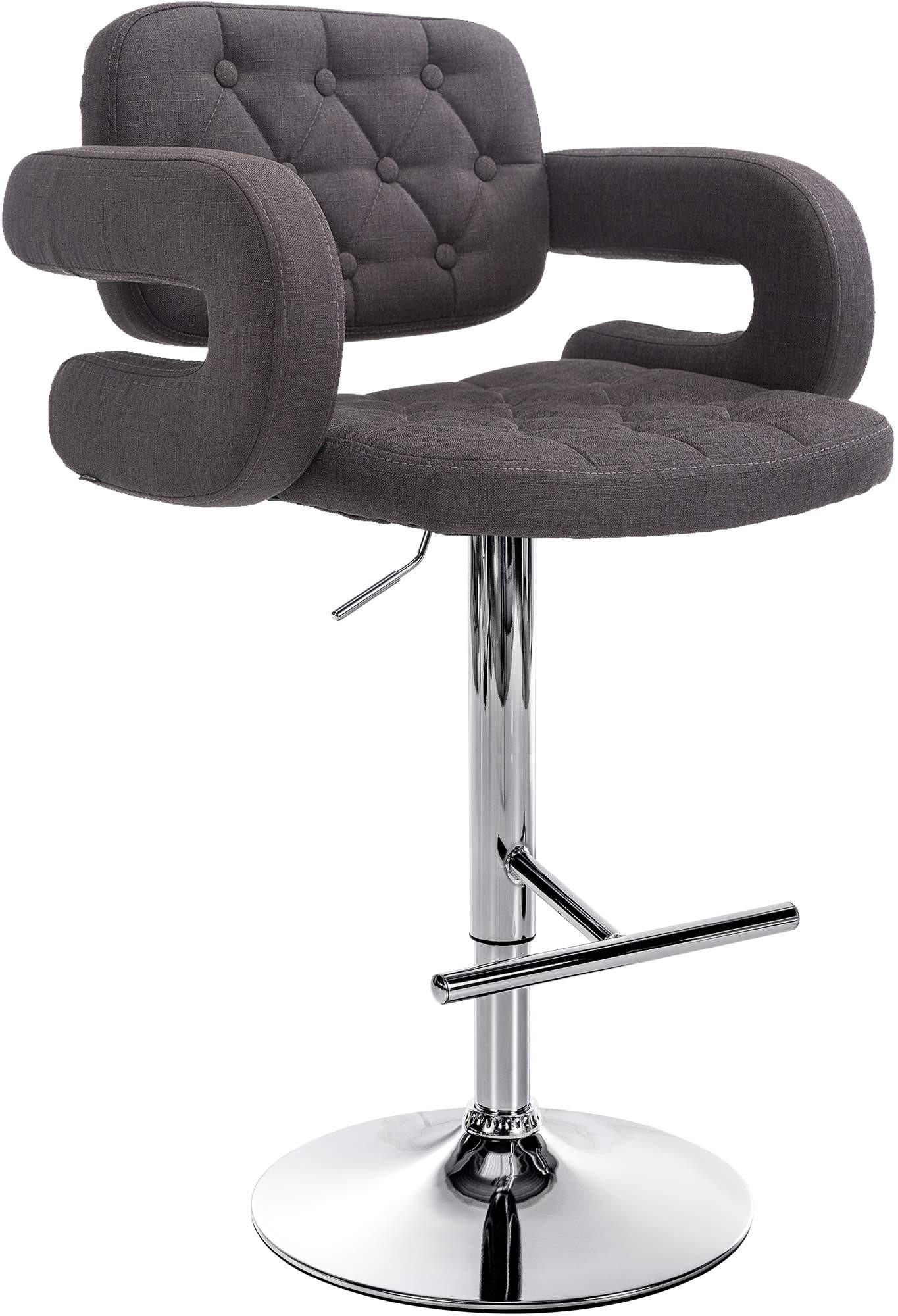 BARHOCKER Stoff dunkelgrau - Chromfarben/Dunkelgrau, Textil/Metall (62/103/55cm) - CLP
